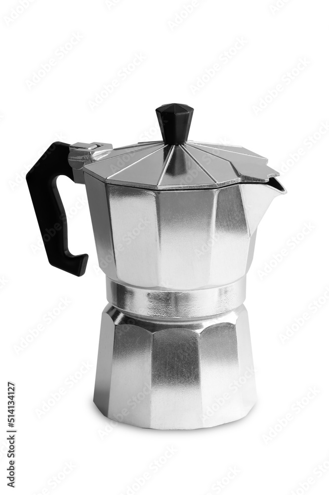 Moka coffee pot or espresso pot isolated on white background. Moka coffee pot or espresso pot isolated on white background.