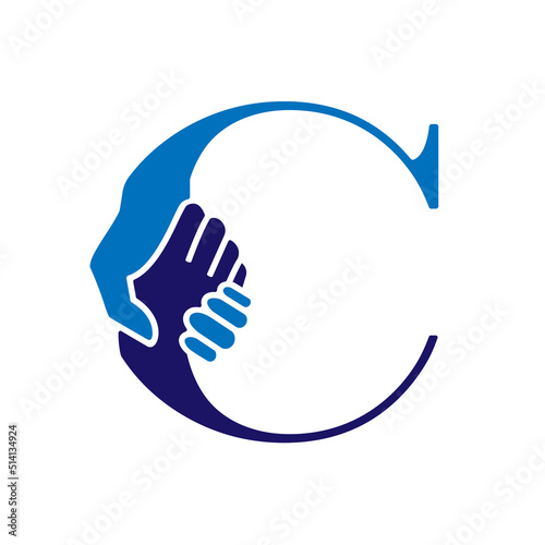 C- letter icon abstract logo design vector template.Business offer,partnership icon.Vector illustration. Hand Shake Incorporated in Letter C Concept.