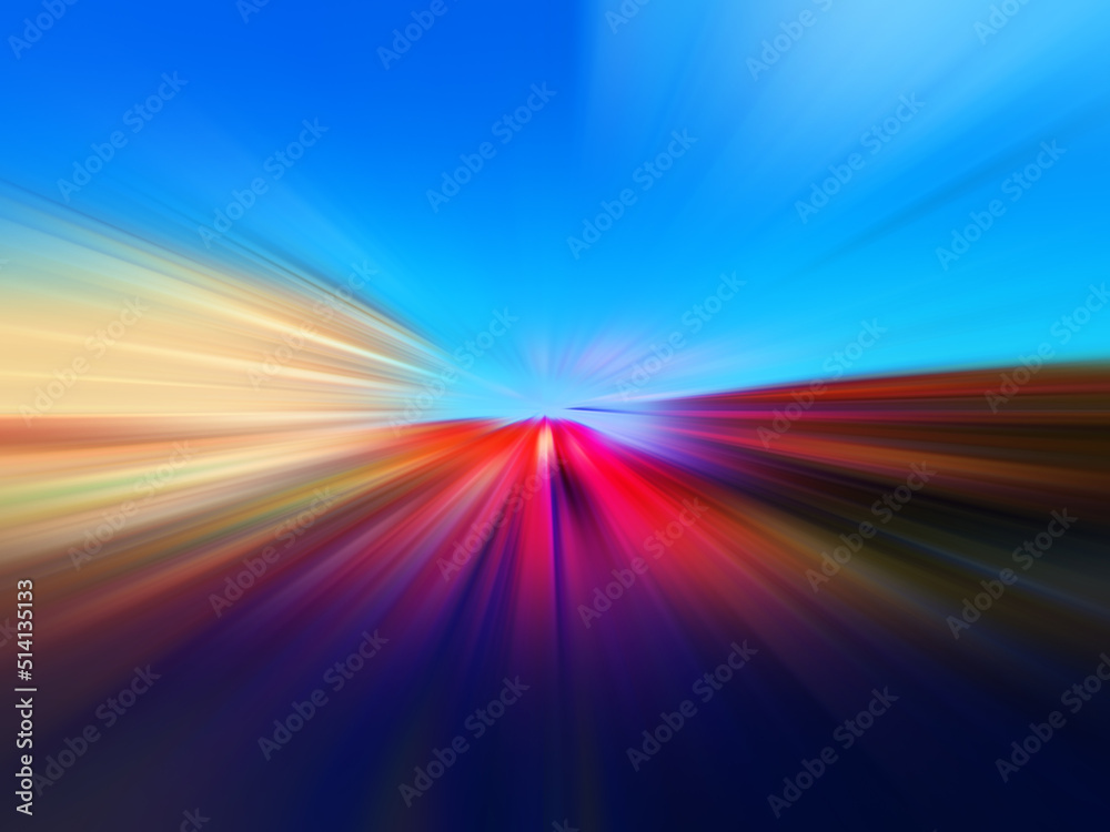 Blurred motion road Sunset and clear blue sky. Beautiful abstract background
