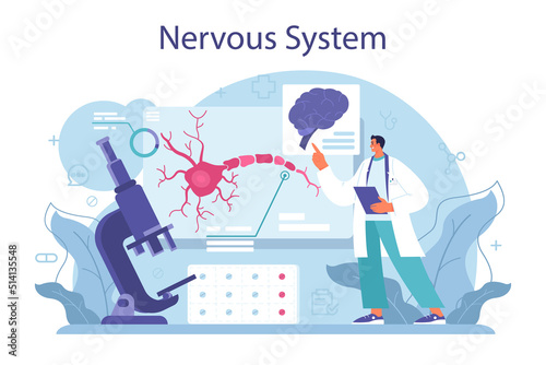 Neurosurgeon concept. Doctor examine and treat human brain