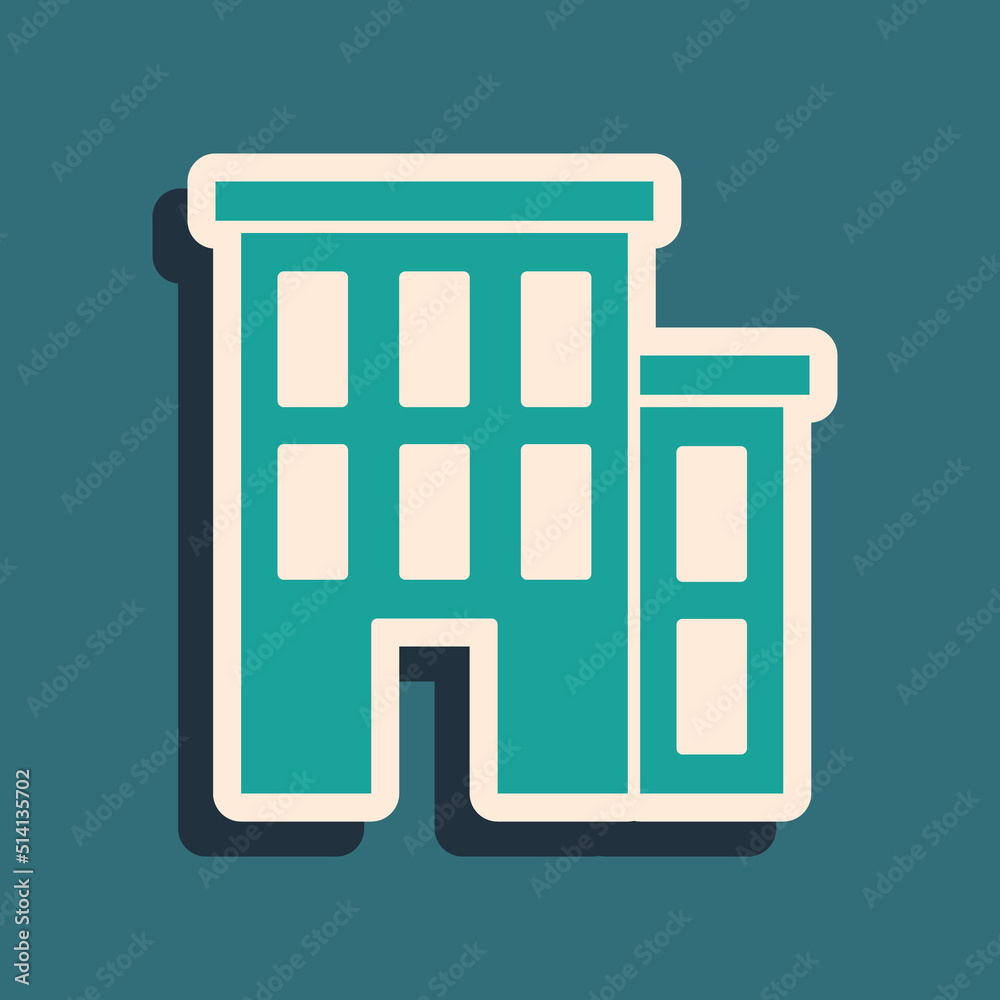 Green House icon isolated on green background. Home symbol. Long shadow style. Vector Green House icon isolated on green background. Home symbol. Long shadow style. Vector