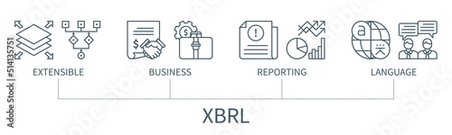 Extensible Business Reporting Language infographic in minimal outline style