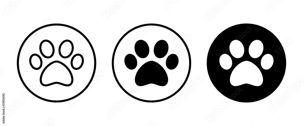 paw print icon, Cat pawprint. Animal tracks logo. Animal footprint icons button, vector, sign, symbol, logo, illustration, editable stroke, flat design style isolated on white linear pictogram - obrazy, fototapety, plakaty 