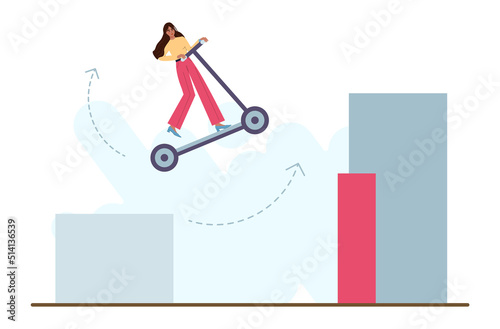 Challenge concept. Business character overcoming obstacles and hurdles