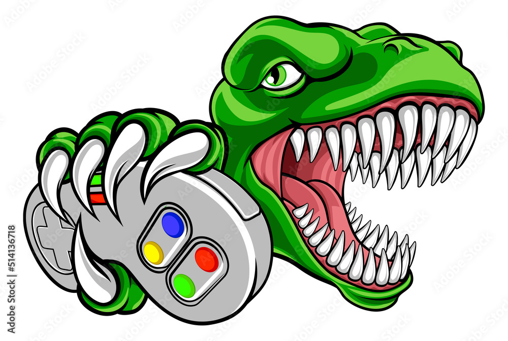 Dinosaur Gamer Video Game Controller Mascot Stock Vector Adobe Stock