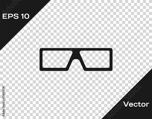 Black 3D cinema glasses icon isolated on transparent background. Vector