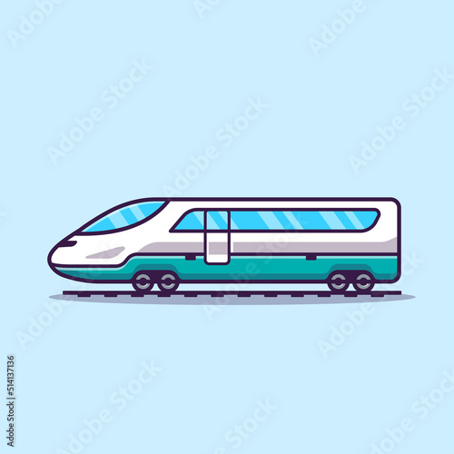 Fast Train Cartoon Vector Icon Illustration. Public Transportation Icon Concept Isolated Premium Vector. Flat Cartoon Style