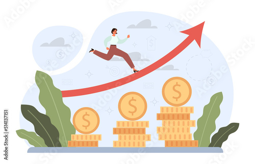 Financial inflation concept. Growing up prices for goods and value