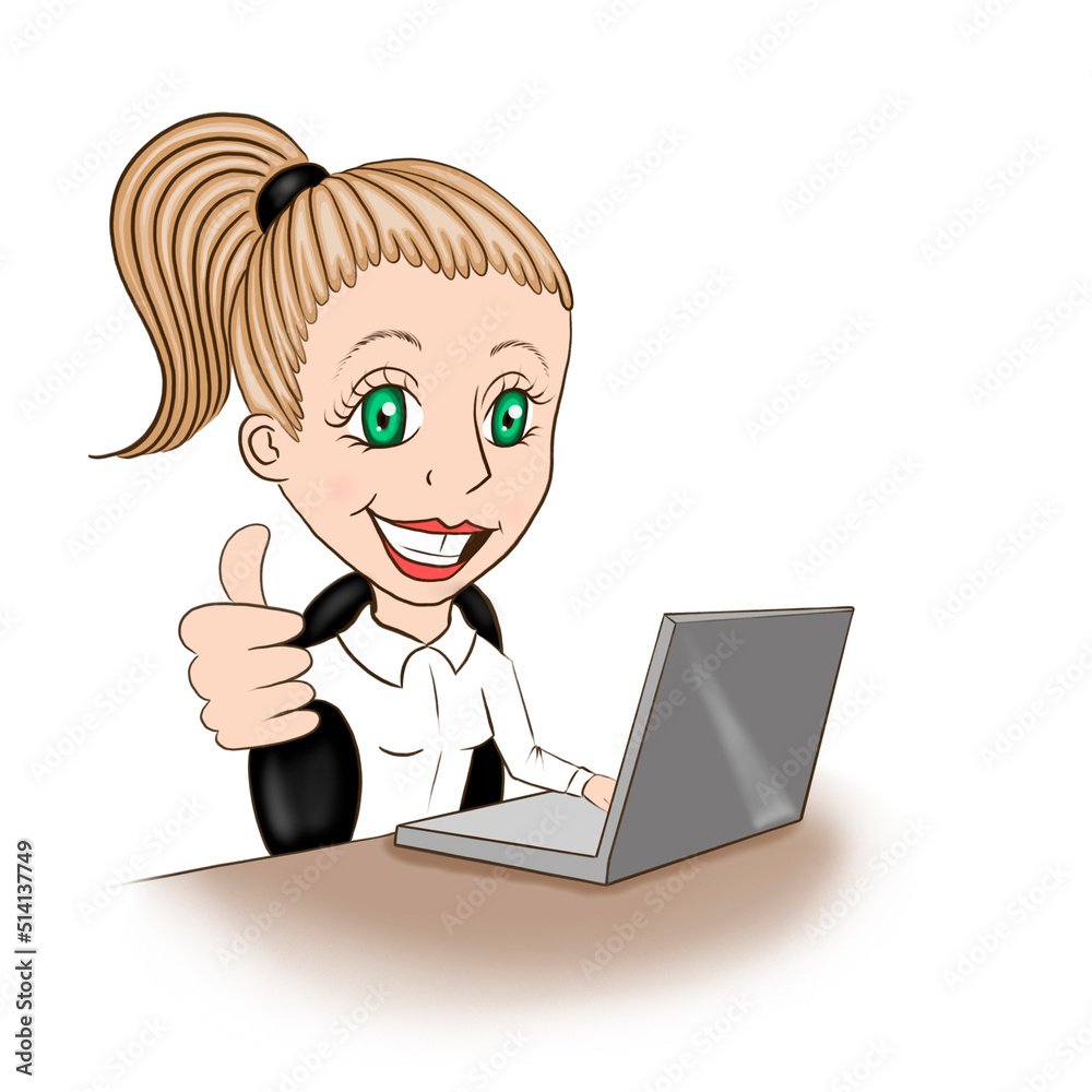 attractive successful business lady, working at a laptop, smiling and showing class attractive successful business lady, working at a laptop, smiling and showing class