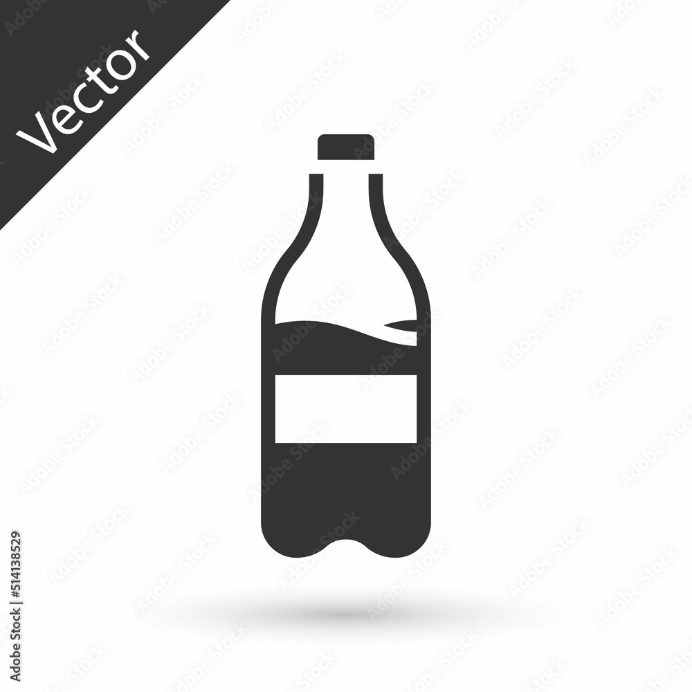 Grey Sport bottle with water icon isolated on white background. Vector
