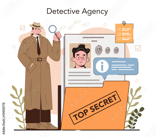 Professional detective concept. Agent investigating a crime place