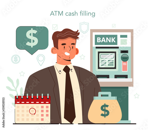 Encashment. Armored cash truck security. Money or valuable items collecting