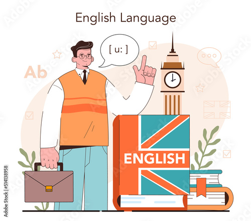 English class concept. Study foreign languages in school or university