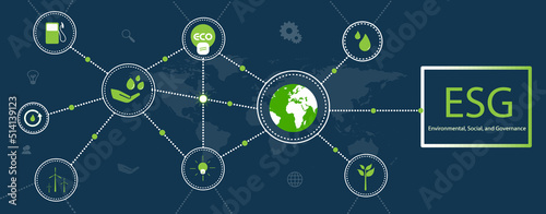 Environment and Social Government Icon Set and Web Header Banner for ESG - Vector illustrator