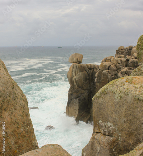 rogh sea seen from the high cliffs photo