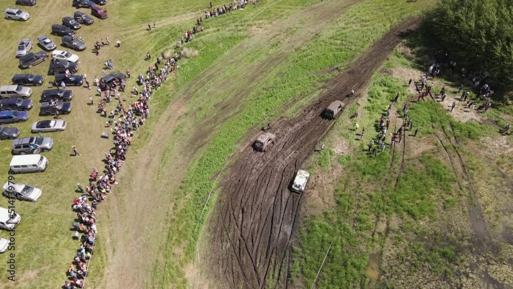Off-road car racing. Speed riding of a rally racing. The competition of ...