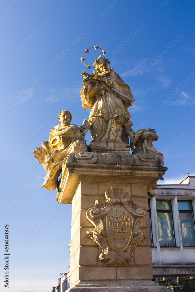 Statue of St. John of Nepomuk on the Main Square in Poznan, Poland