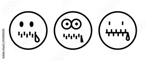 Secret emoji icon, Zipped Mouth, silence icon button, vector, sign, symbol, logo, illustration, editable stroke, flat design style isolated on white
