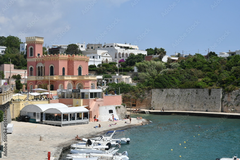 Panoramic view of the small beach of Tricase in the Puglia, region of Italy.	