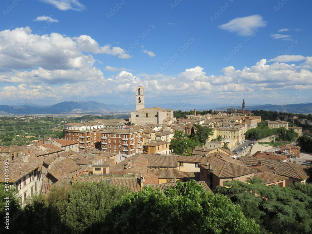 panorama dai Giardini Carducci, Perugia, Umbria, Italia