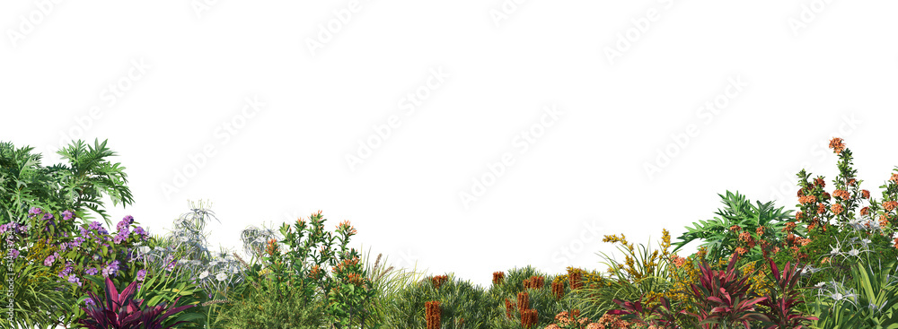 3d render forest and garden on a white background