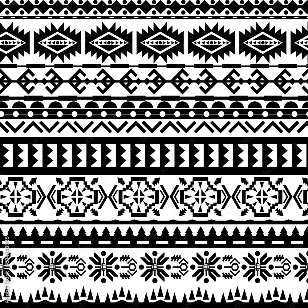 Aztec Pattern illustation, Southwest Aztec vector, Black & White Seamless Pattern illustation Aztec Pattern illustation, Southwest Aztec vector, Black & White Seamless Pattern illustation