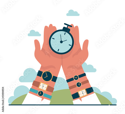 Time concept. Time flow, hour glass, watch or timer measuring