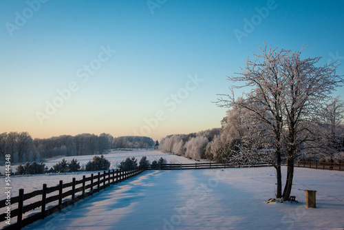 Peaceful winter in the countryside ranch photo