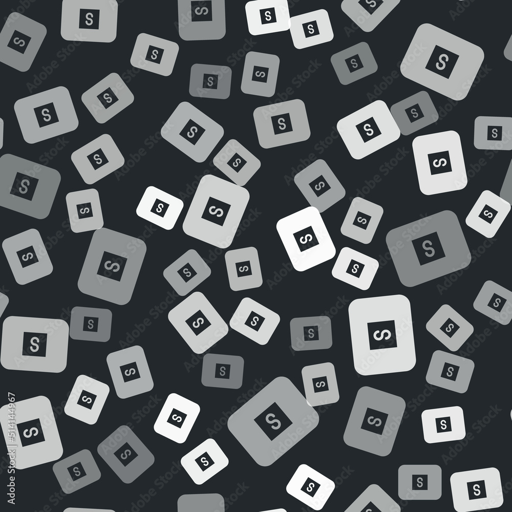 Grey Stop media button icon isolated seamless pattern on black background. Vector Grey Stop media button icon isolated seamless pattern on black background. Vector