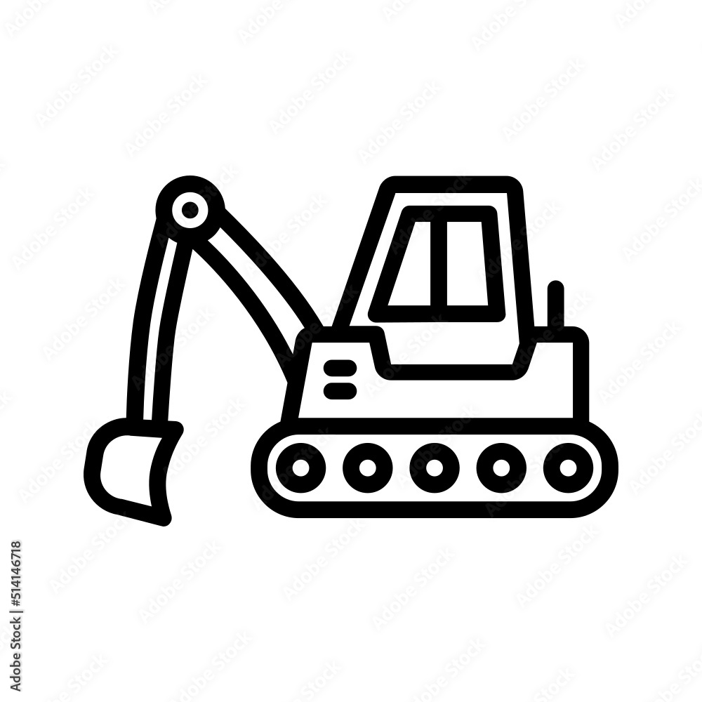 Naklejka premium Black line icon for Bulldozer
