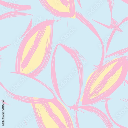 Tropical Leaf Brush Strokes Seamless Pattern Design -