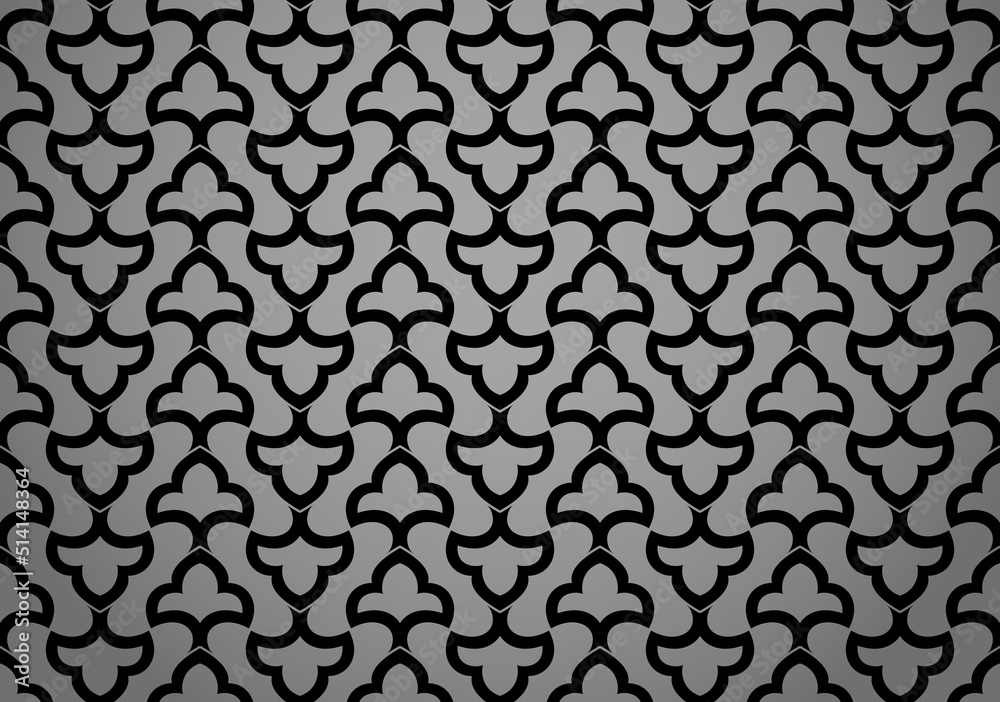 Flower geometric pattern. Seamless vector background. Black and gray ornament Flower geometric pattern. Seamless vector background. Black and gray ornament