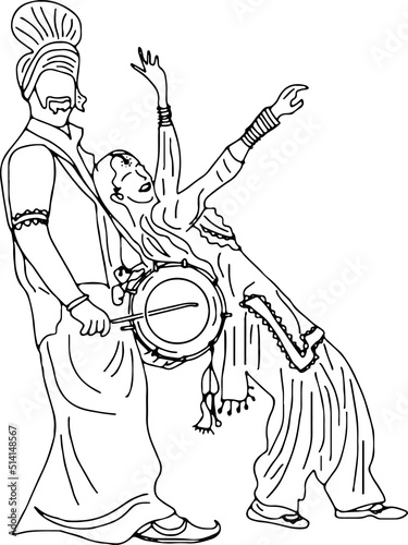 Bhangra Gidha Logo, Punjabi culture and tradition vector Indian Punjabi dance illustration, Bhangra symbol