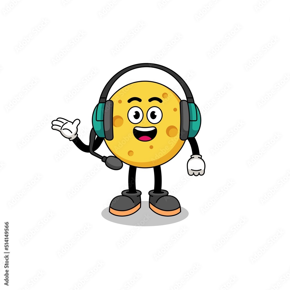 Mascot Illustration of round cheese as a customer services Mascot Illustration of round cheese as a customer services