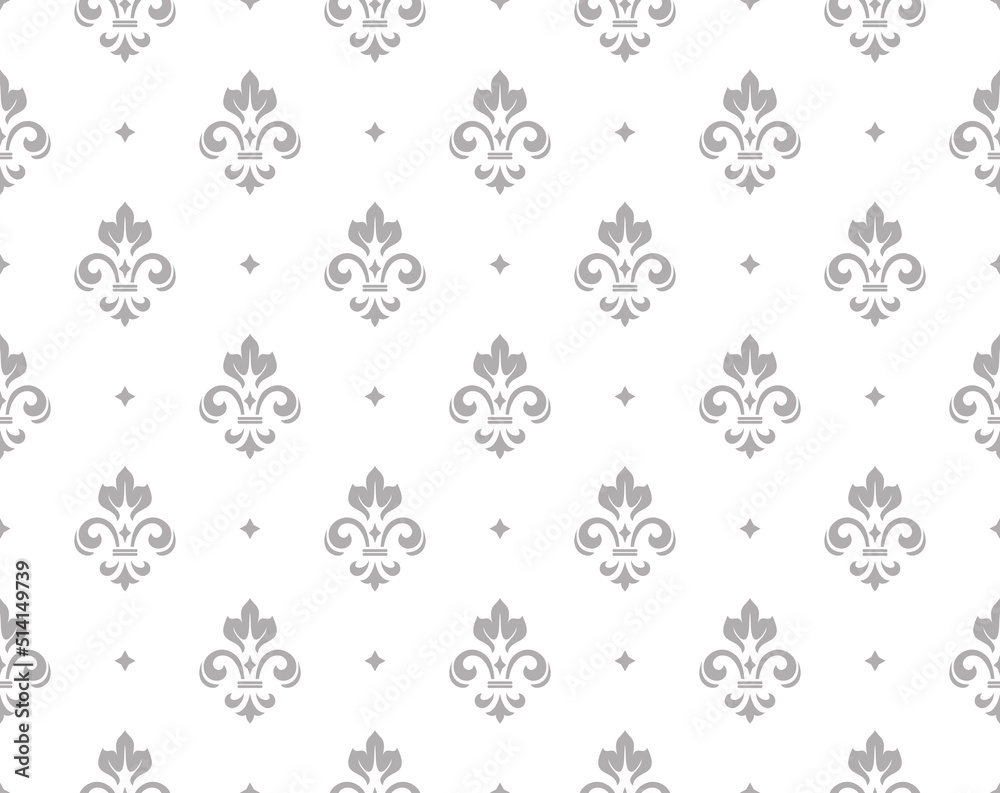 Flower geometric pattern. Seamless vector background. White and gray ornament. Ornament for fabric, wallpaper, packaging. Decorative print. Flower geometric pattern. Seamless vector background. White and gray ornament. Ornament for fabric, wallpaper, packaging. Decorative print.
