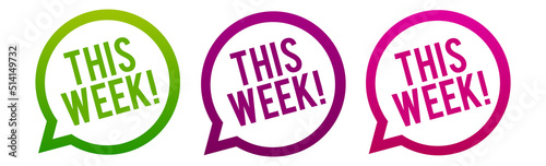 This Week round web Buttons. Circle vector illustration.