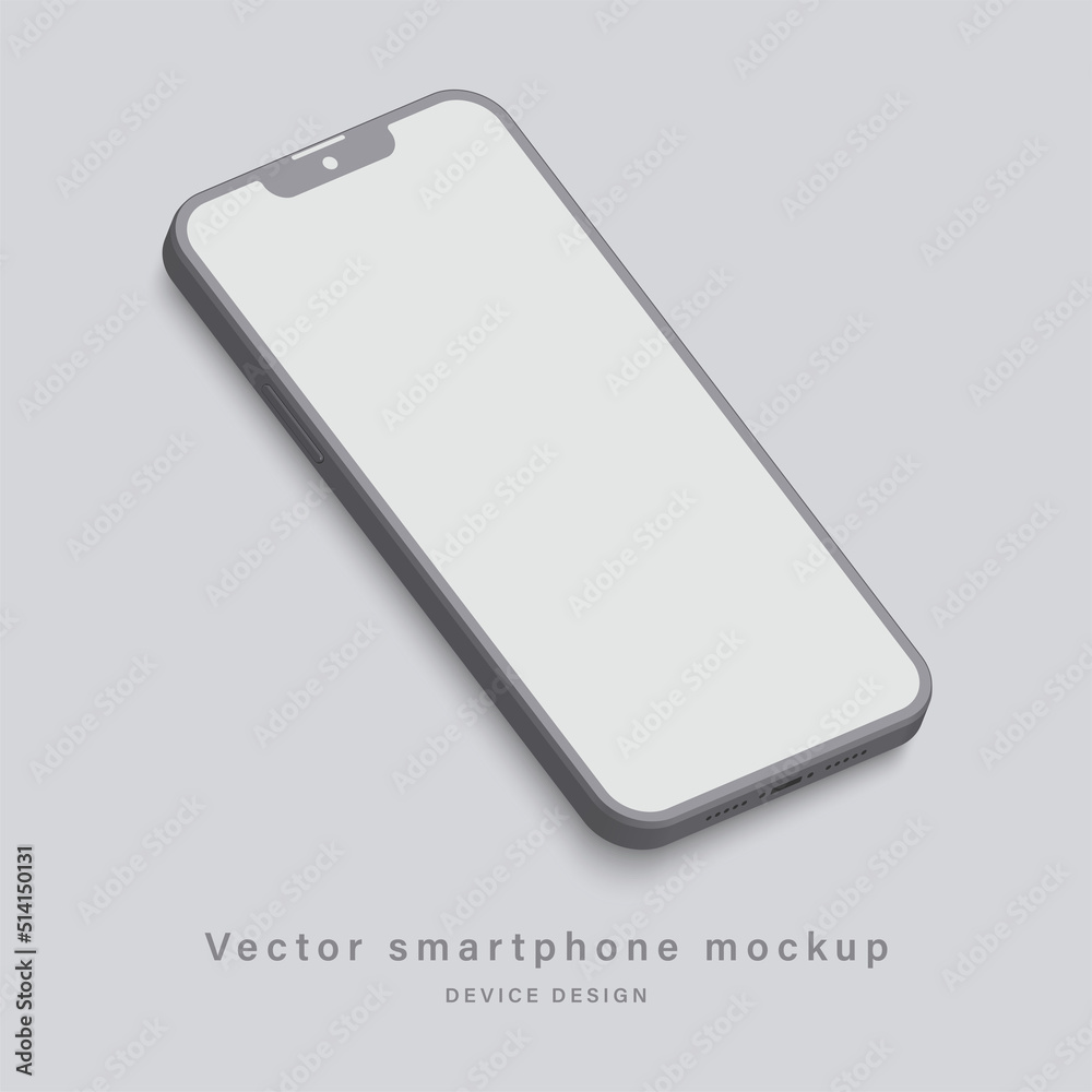 smartphone clay mockup with blank screen isolated on grey background ...