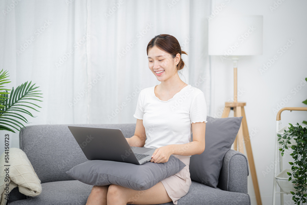 Asian Businesswoman VDO Call Conference Work talk chat online video call on laptop webcam conference working with laptop online briefing E learning and social distancing concept. Asian Businesswoman VDO Call Conference Work talk chat online video call on laptop webcam conference working with laptop online briefing E learning and social distancing concept.
