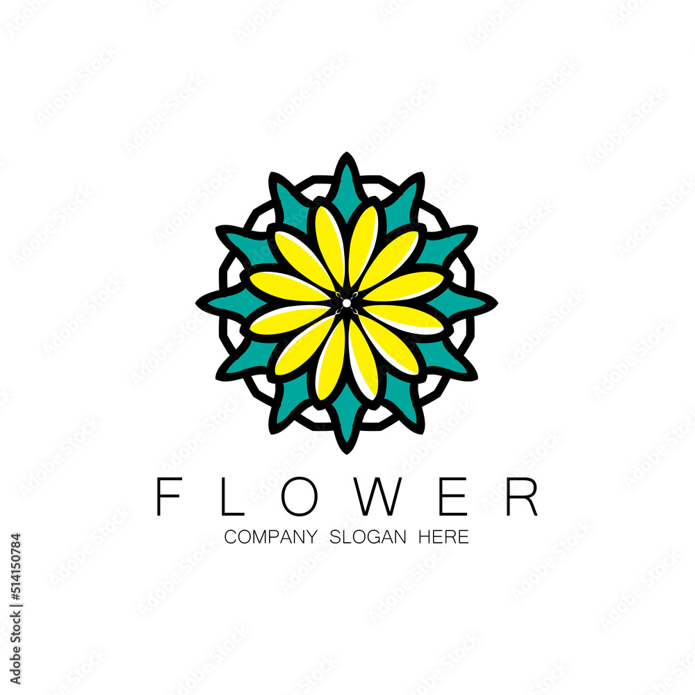 Floral Logo Design, Mandala Art Vector, For Company Brand, Banner Sticker, Or Product