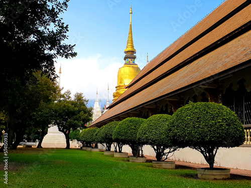 Golden pagoda at temple, Thailand.