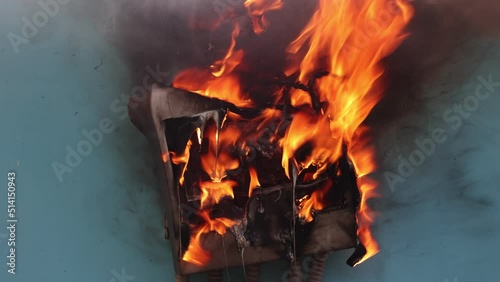 Faulty electric wiring in switchboard led to short circuit and an electrical fire.