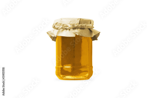 Honey glass jar mockup isolated on white background. 3d rendering.
