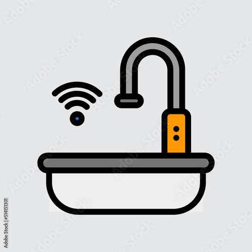 Smart sink icon in filled line style about smart home, use for website mobile app presentation