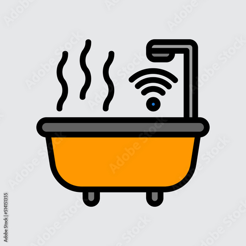 Smart bathtub icon in filled line style about smart home, use for website mobile app presentation