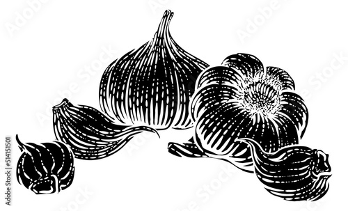 Garlic Vegetable Vintage Wo...
