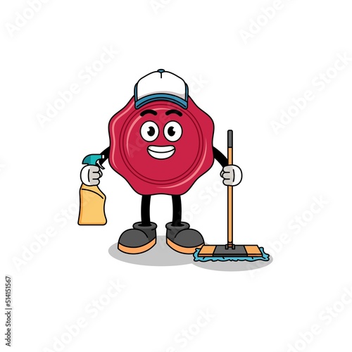 Character mascot of sealing wax as a cleaning services