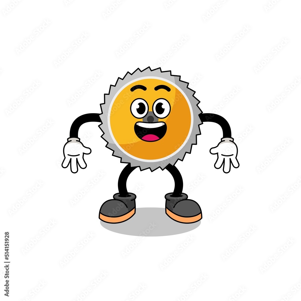 saw blade cartoon with surprised gesture saw blade cartoon with surprised gesture