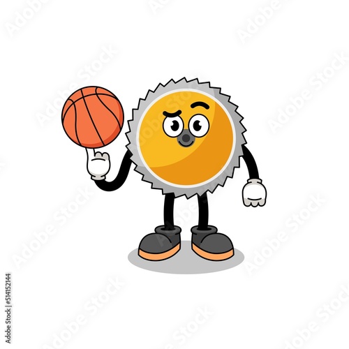 saw blade illustration as a basketball player