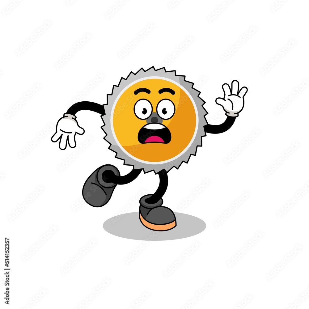 slipping saw blade mascot illustration slipping saw blade mascot illustration