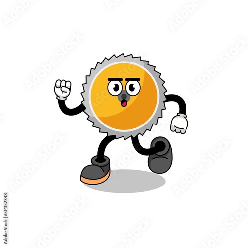 running saw blade mascot illustration